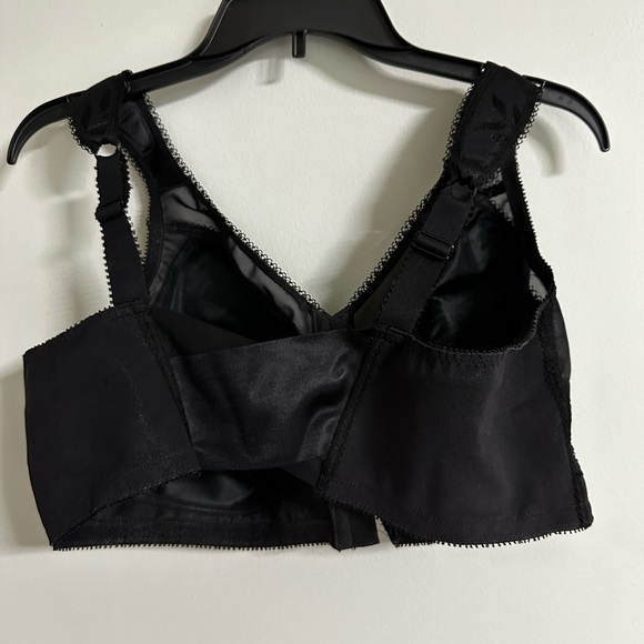 Playtex 18 Hour Bra 44D Wireless Black Front Close 4695 Back Support Minimizer - Picture 3 of 15